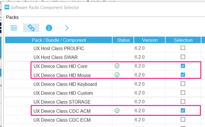 Fig 6. STM32CubeMX - X-CUBE-AZRTOS-H7, USBX Classes settings