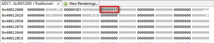 ADC1 offset 0x10 set to 0x49 (i.e. all three channels are configured for '1')