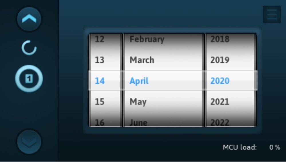 Date Picker in TouchGFX Demo 1