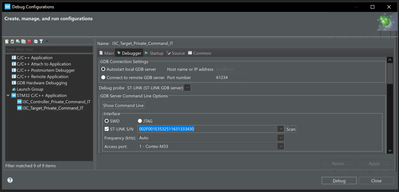 Fig 6. CubeIDE debug configurations - target project