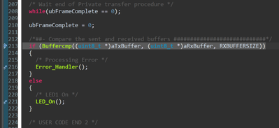 Fig 8. CubeIDE line 213 breakpoint - controller project