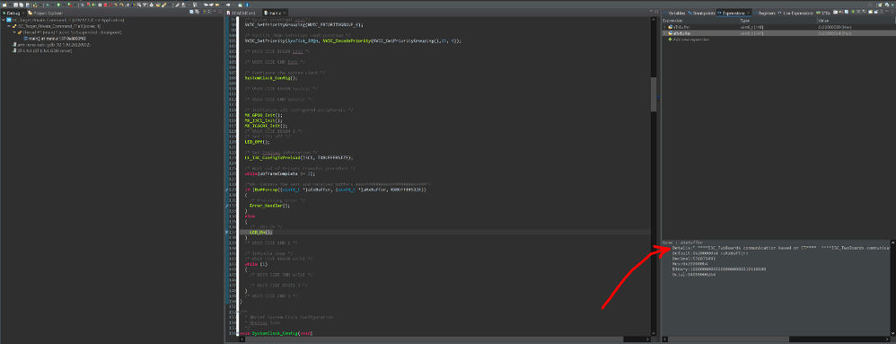 Fig 13. CubeIDE line 137 breakpoint - target project