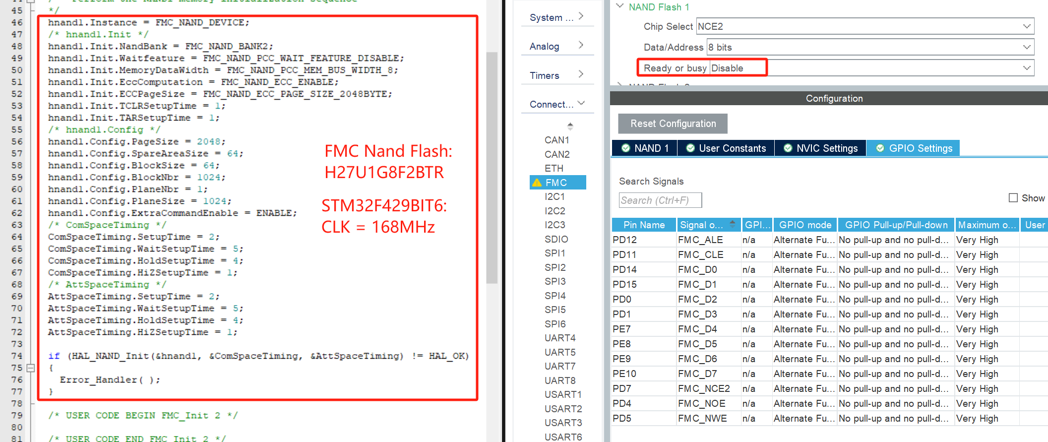 Solved: How to set a nand flash with FMC? - STMicroelectronics Community