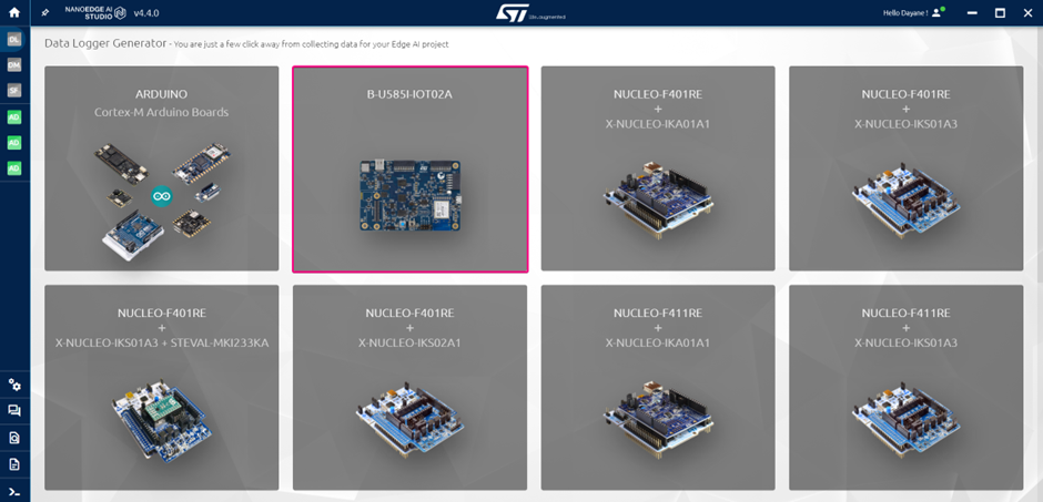 Figure 2 - NanoEdge board selection