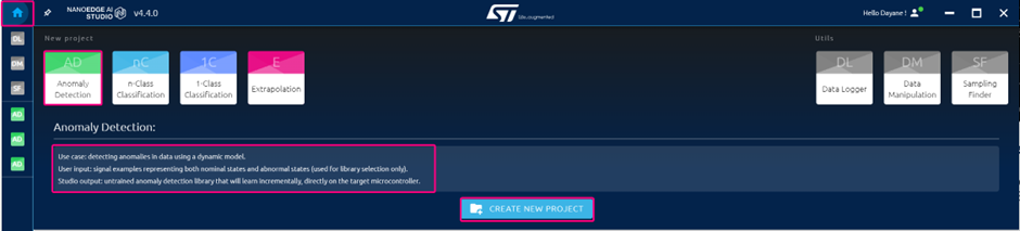 Figure 7 - NanoEdge New Project Creation