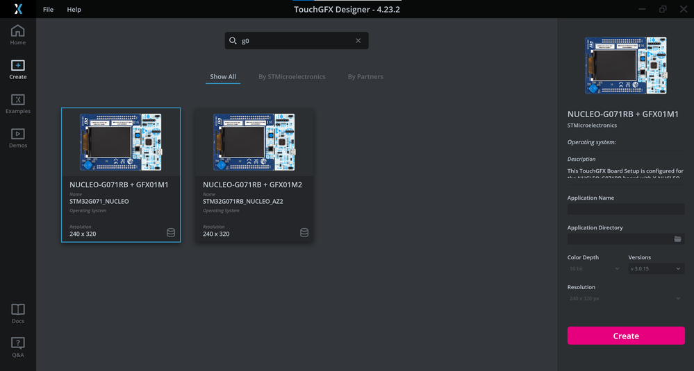STM32 NUCLEO-G071RB TouchGFX Board Setup