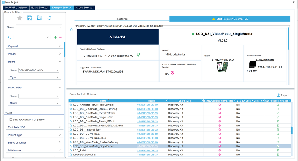 STM32CubeMX Example Selector