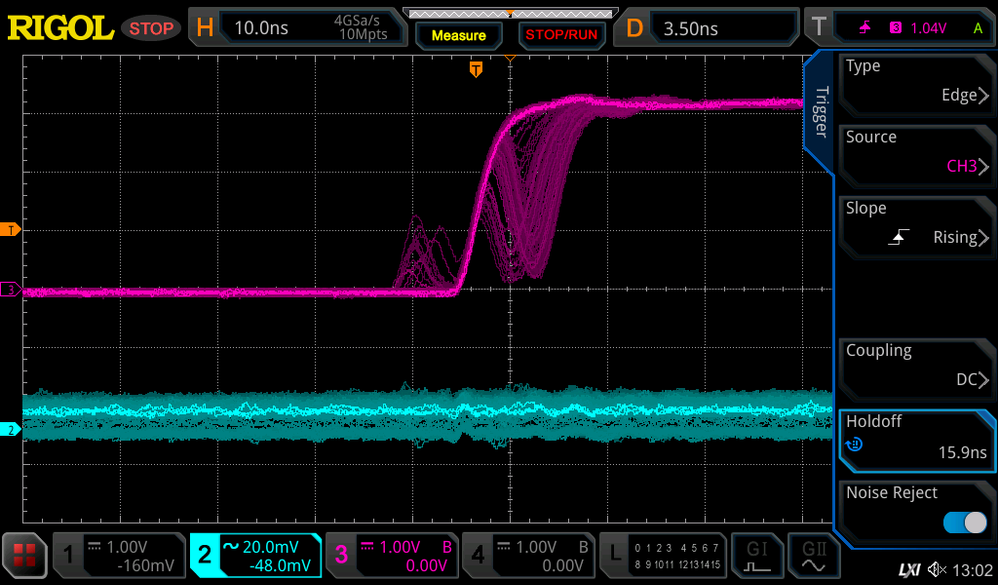 Comp HW output on rising edge with maximum GPIO slew rate