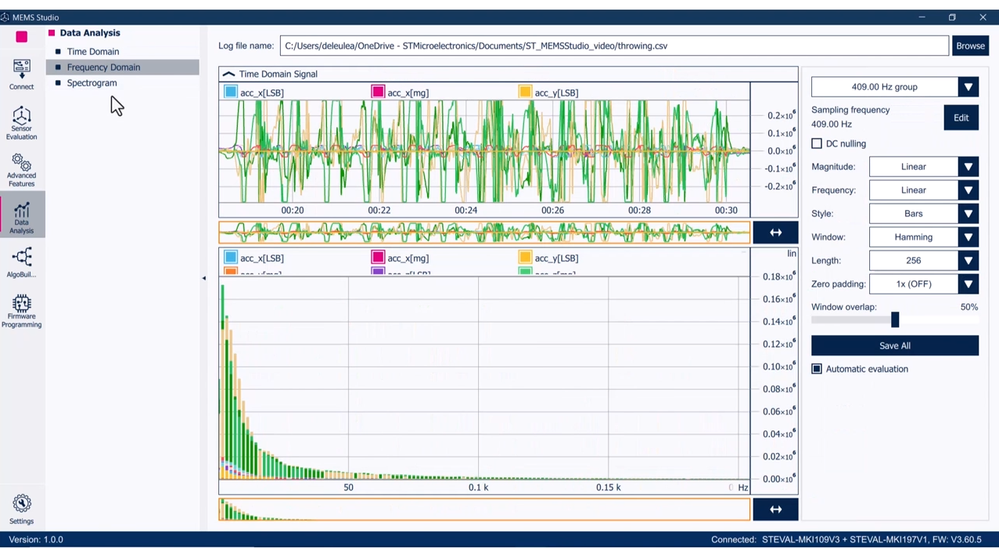 Figure 12: MEMS-Studio - Data Analysis section