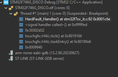 32F746GDISCOVERY: help with the hard fault handler - STMicroelectronics ...