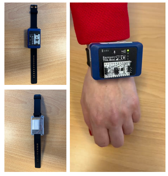 Figure 2: Hardware setup for a wearable application: SensorTile.box PRO + LSM6DSV32X DIL24 adapter