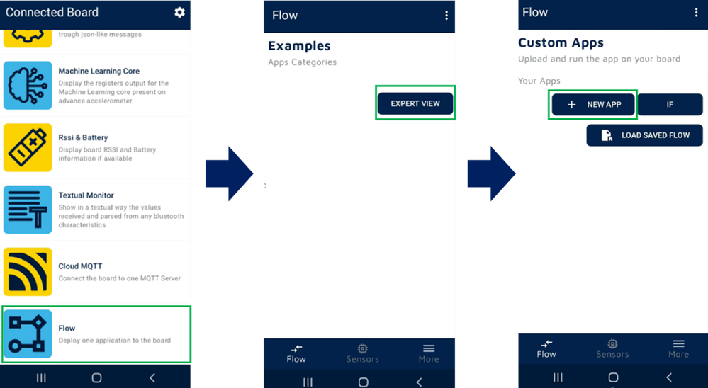 Figure 3: Setting of the parameters inside STBLESensor app.