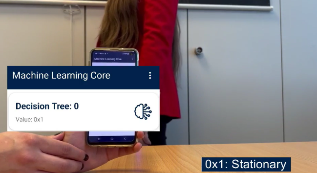 Figure 5: Stationary class is detected by the wearable application.
