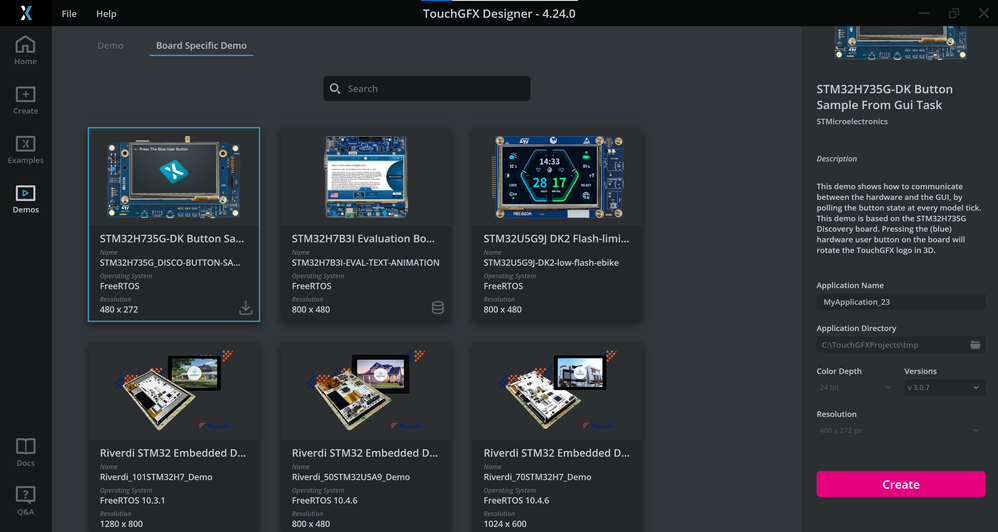 STM32H735G-DK Board Specific Demo