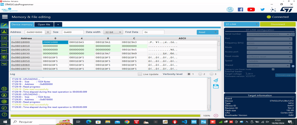 When I manually burn the same .HEX firmware via CubeProgrammer