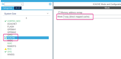 Figure 3 - ICACHE settings