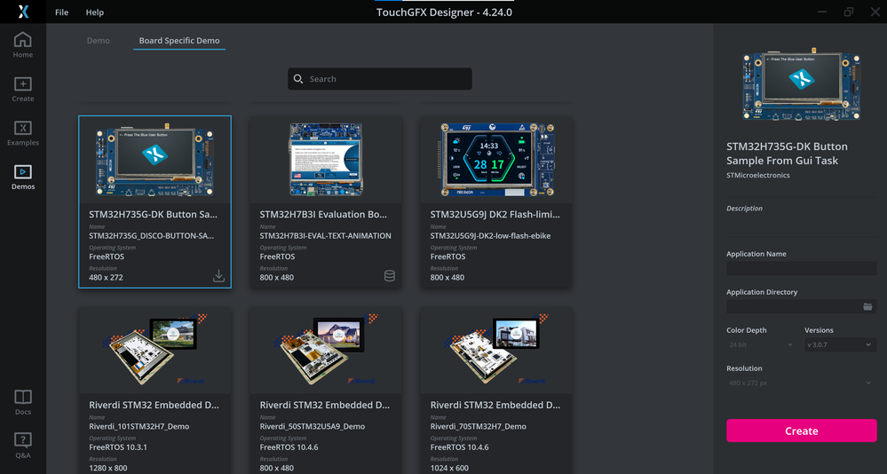 STM32H735G-DK Board Specific Demo