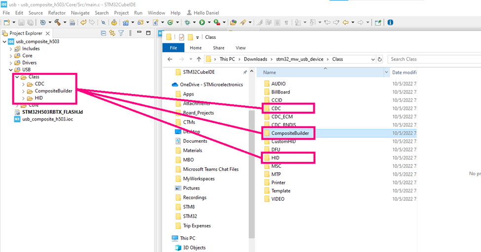 Figure 13. Importing files and folders - STM32CubeIDE