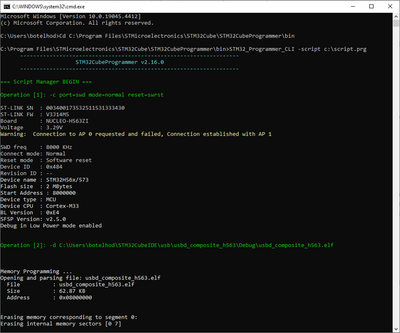 Figure 15. STM32CubeProgrammer CLI executing script