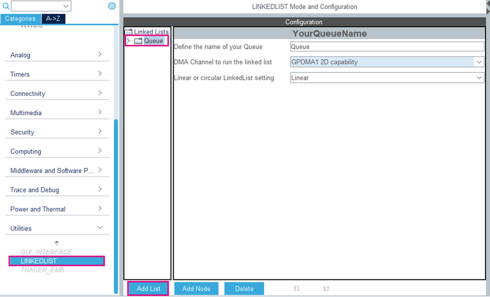Queue configuration