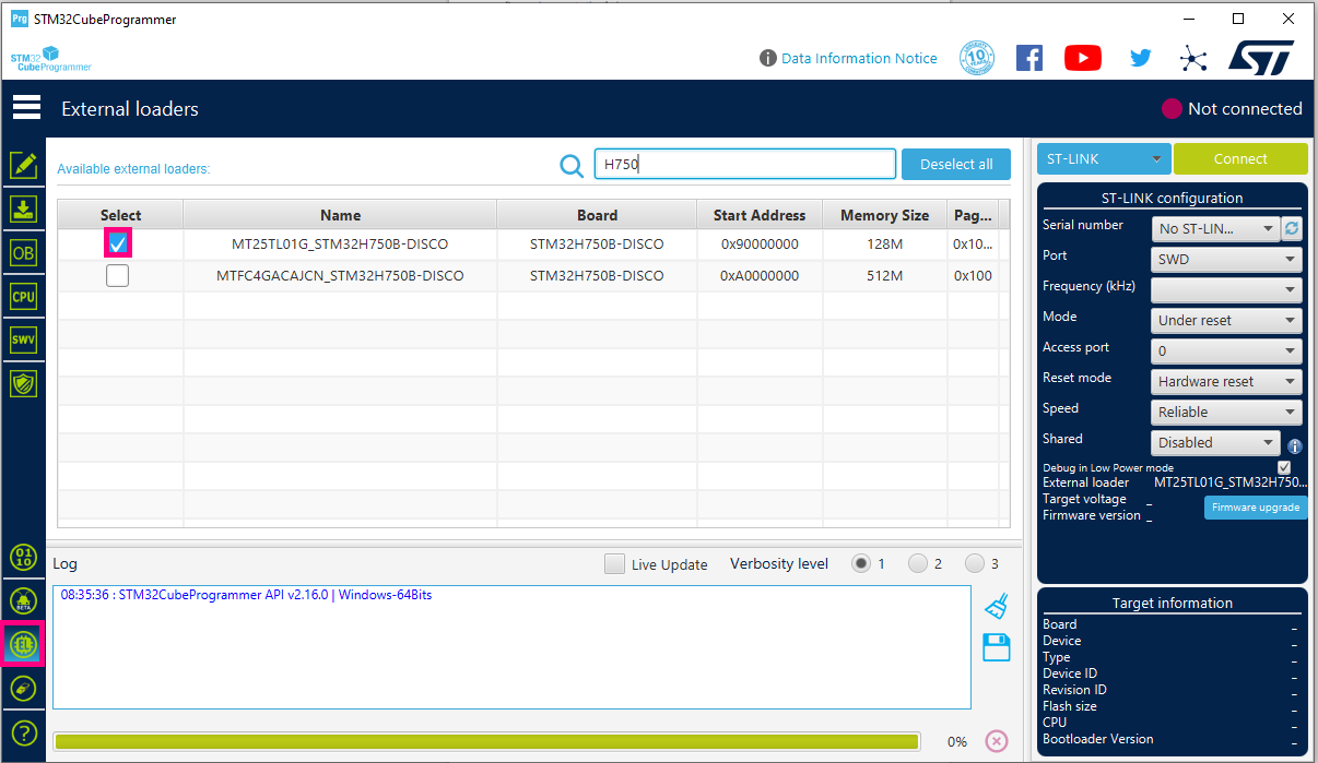 Extrenal loader error failed to erase memory for
