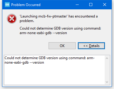 gdb error window