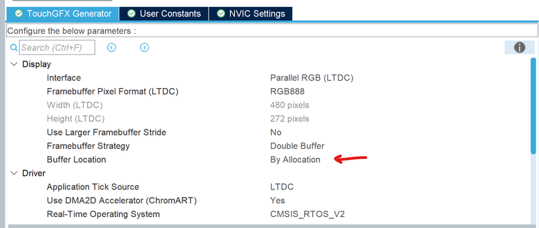 Buffer Location configuration