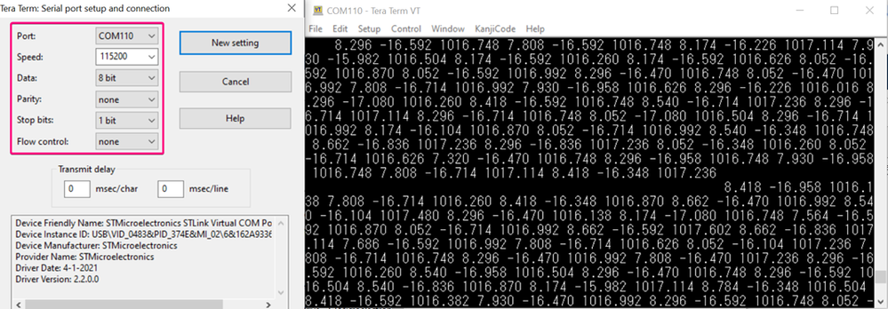 Figure 6 - Raw Data Display