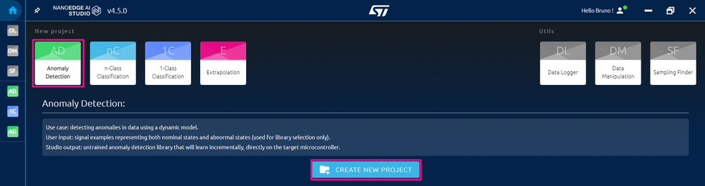 Figure 1 - New Anomaly Detection Project