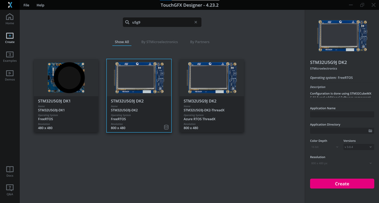STM32U5G9J DK2 TouchGFX Board Setup