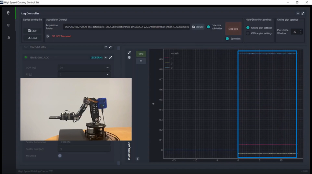 Figure 11: Robotic arm – Detection of stationary state