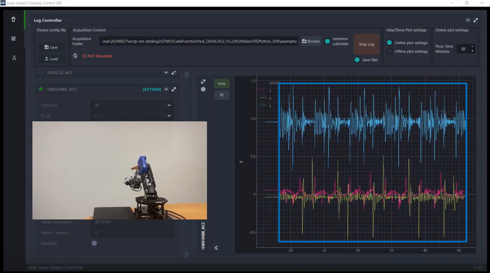 Figure 12: Robotic arm – Detection of pick and place movement