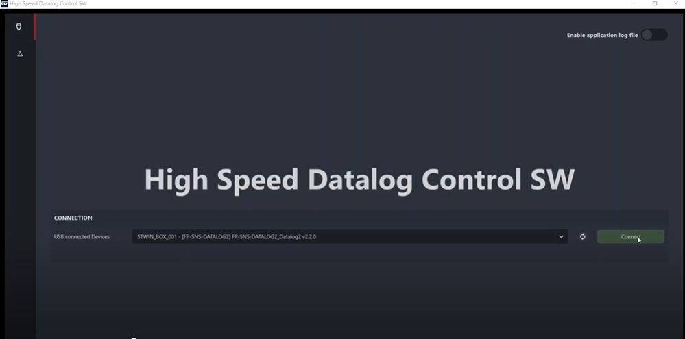 Figure 6: High Speed Datalog GUI – Connect button