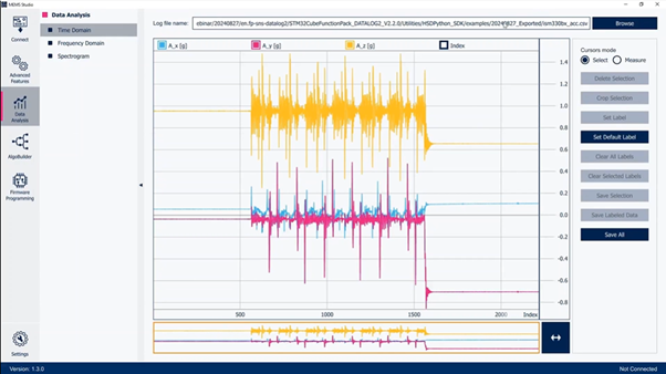 Figure 2: The collected data is imported in MEMS-Studio