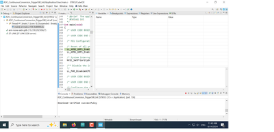 debugger window in STM32CubeIDE.