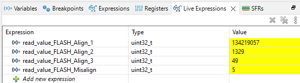 Figure 5 – Values read from the Arm-M33 FLASH