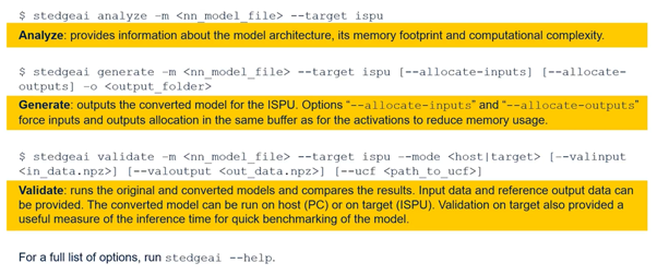 Figure 7: ST Edge AI – Commands for ISPU