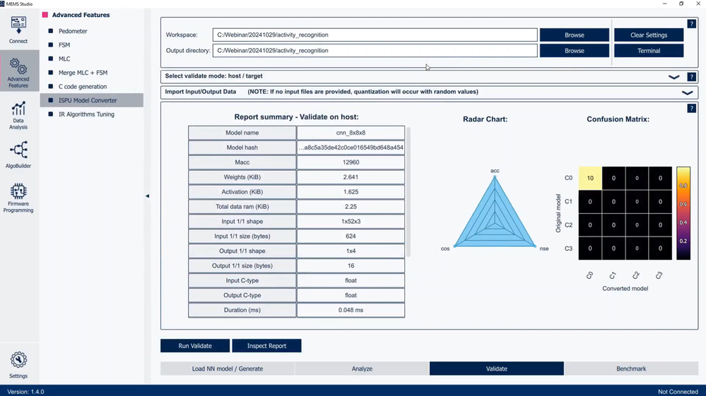 Figure 10: MEMS Studio: Validate tab