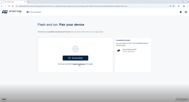Figure 8: Flash and run: Pair your device