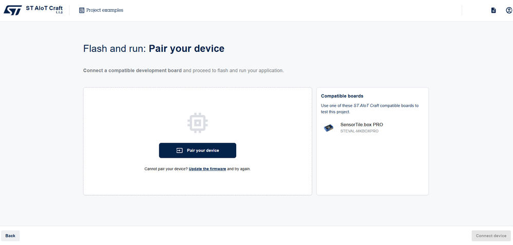 Figure 8: Flash and run: Pair your device