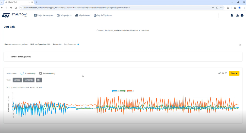 Figure 31: My datasets - Datalogging the vertical state
