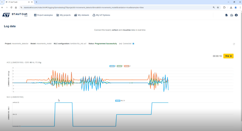 Figure 38: Example of evaluation: the board is detected in idle / horizontal / vertical state