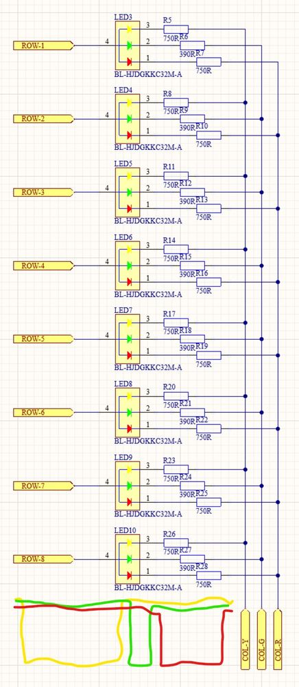 LED "Matrix" schematic w/ timing sketch