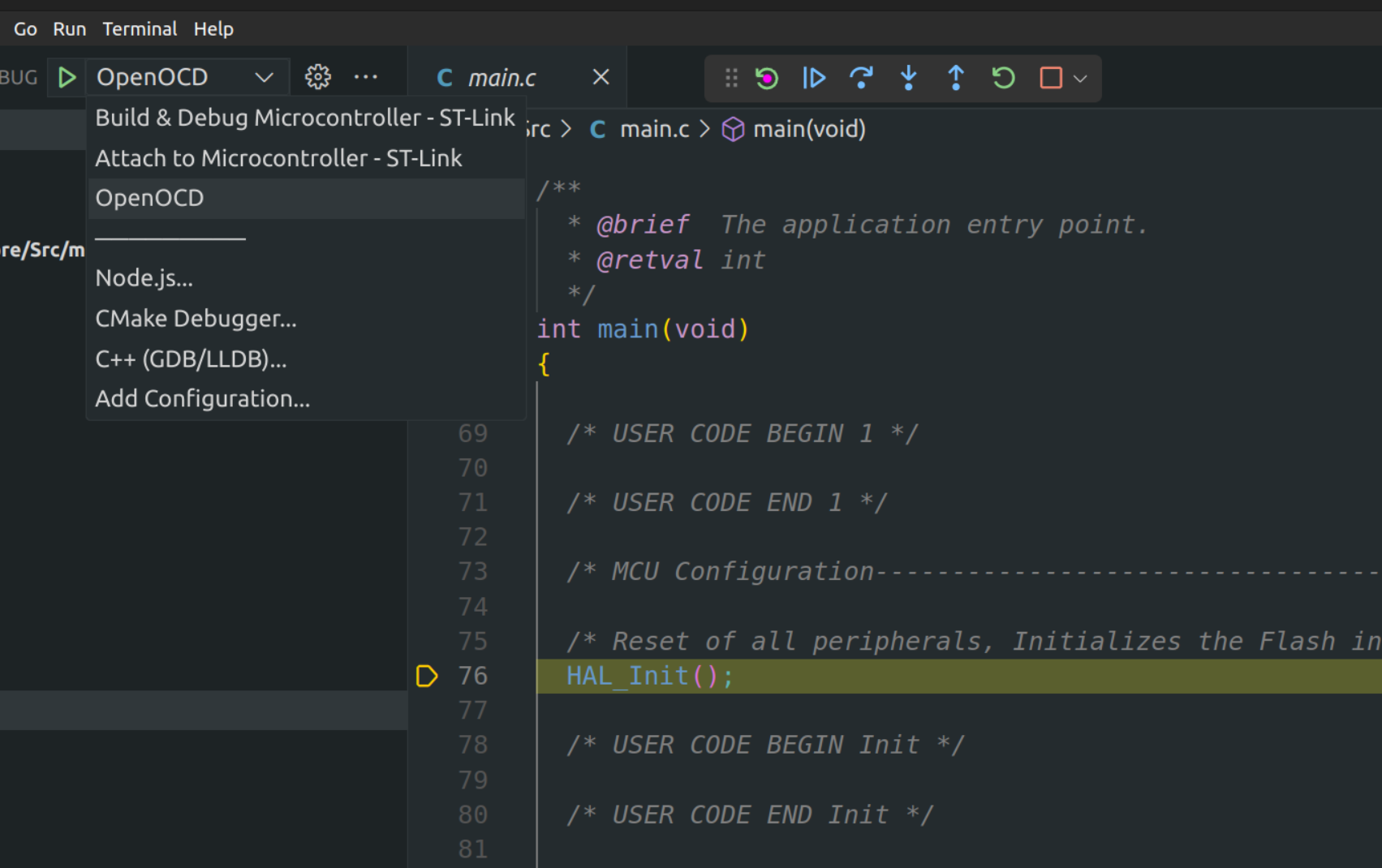 How to configure stm32 vs code extension to use op