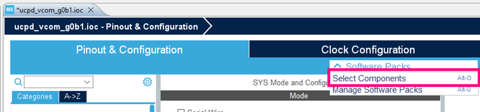 Fig.13 - Opening the Select Components menu