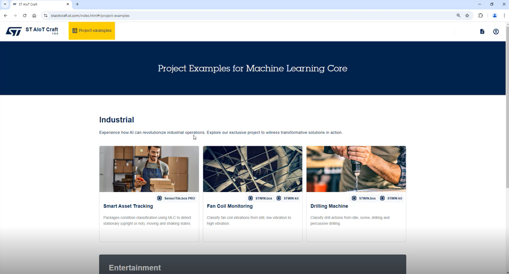 Figure 1: ST AIoT Craft: Project examples