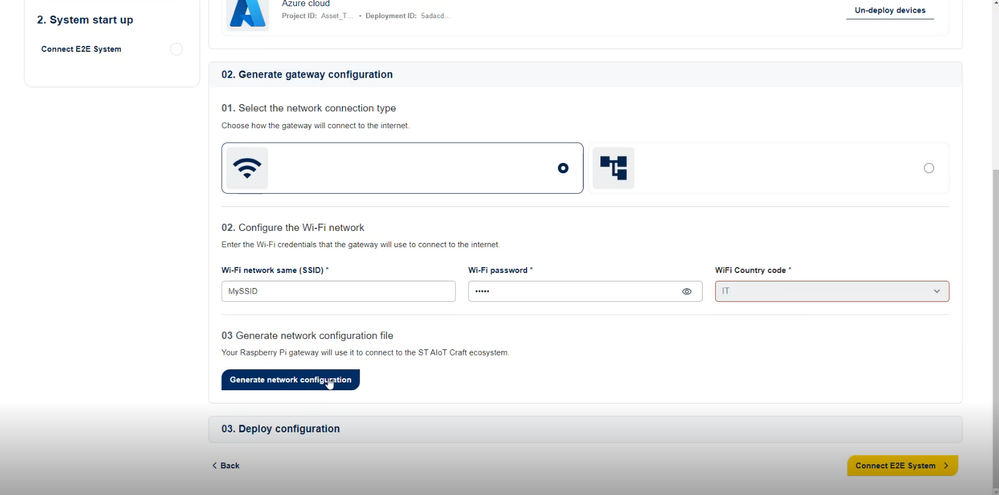 Figure 8: Generate gateway configuration