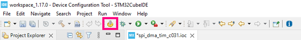Fig. 5 - Generating the code - STM32CubeIDE