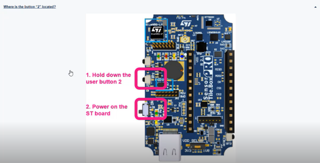 Figure 4. Entering DFU mode with SensorTile.box PRO