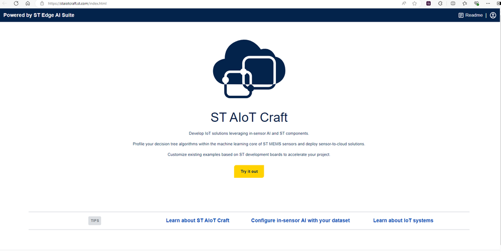 Figure 1: ST AIoT Craft home page